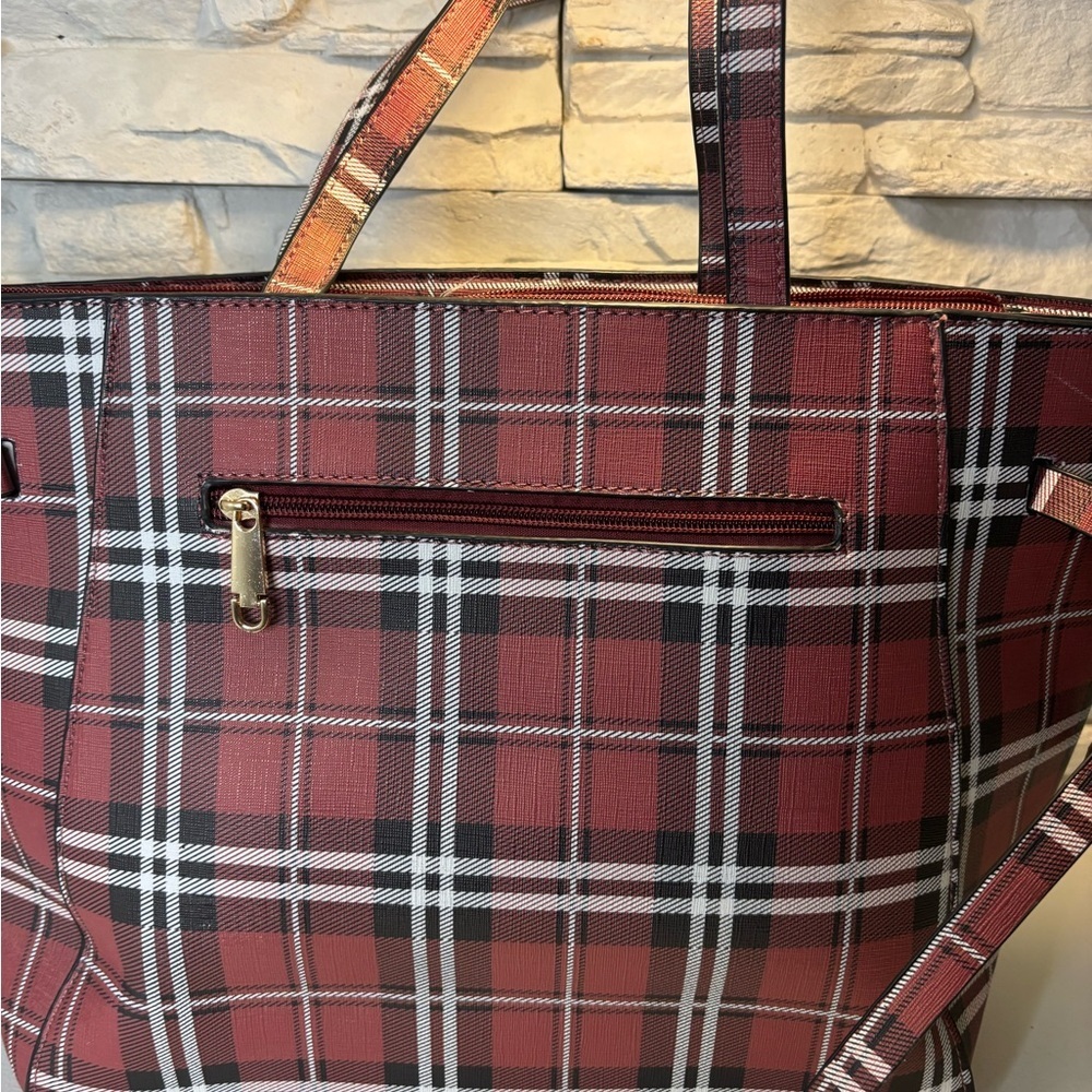 Plaid Red Women's Tote Bag - Picture 8 of 10